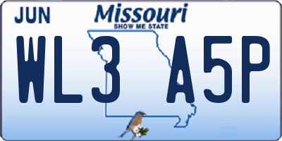 MO license plate WL3A5P