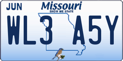 MO license plate WL3A5Y