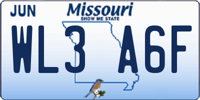 MO license plate WL3A6F