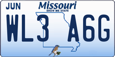 MO license plate WL3A6G
