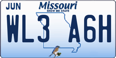 MO license plate WL3A6H