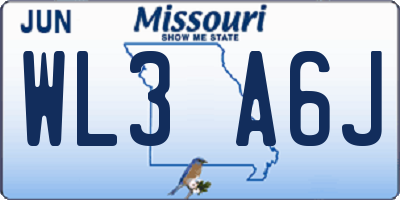 MO license plate WL3A6J