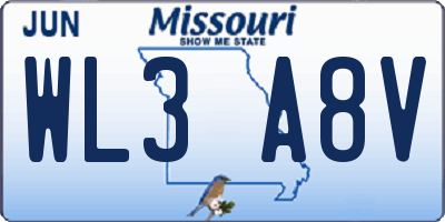 MO license plate WL3A8V
