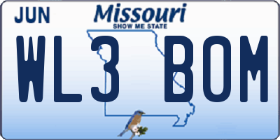 MO license plate WL3B0M