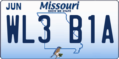 MO license plate WL3B1A