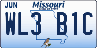 MO license plate WL3B1C