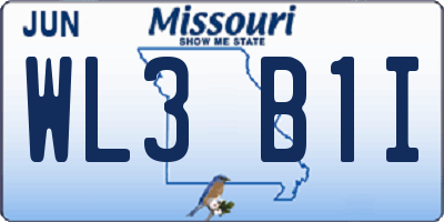 MO license plate WL3B1I