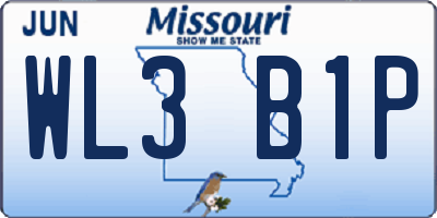 MO license plate WL3B1P