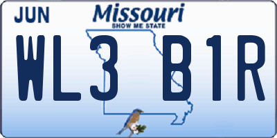 MO license plate WL3B1R