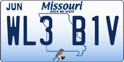 MO license plate WL3B1V