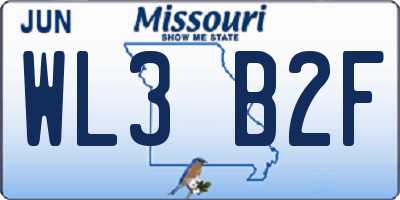 MO license plate WL3B2F