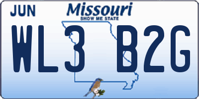 MO license plate WL3B2G