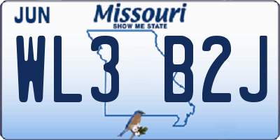 MO license plate WL3B2J