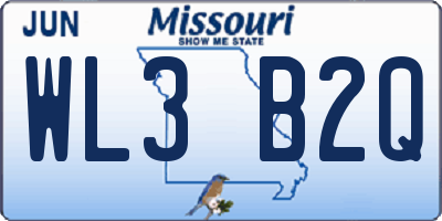 MO license plate WL3B2Q