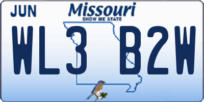 MO license plate WL3B2W