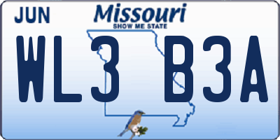 MO license plate WL3B3A