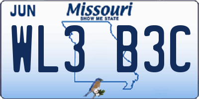 MO license plate WL3B3C
