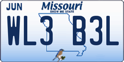 MO license plate WL3B3L