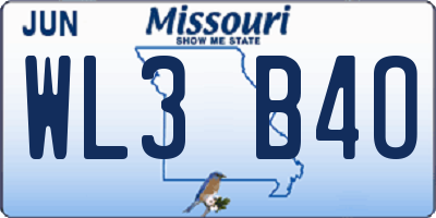 MO license plate WL3B4O