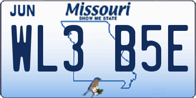 MO license plate WL3B5E