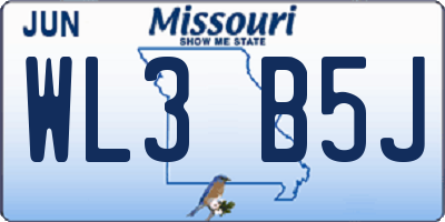 MO license plate WL3B5J