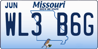 MO license plate WL3B6G