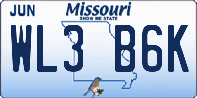 MO license plate WL3B6K