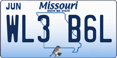 MO license plate WL3B6L