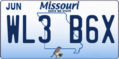 MO license plate WL3B6X