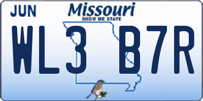 MO license plate WL3B7R