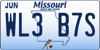 MO license plate WL3B7S