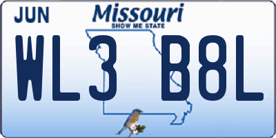 MO license plate WL3B8L