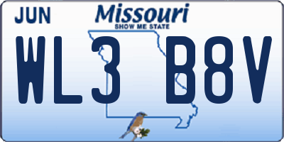 MO license plate WL3B8V