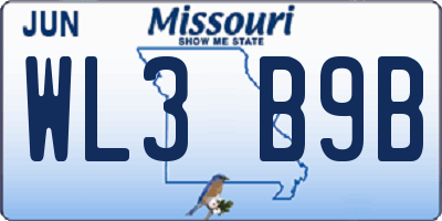 MO license plate WL3B9B
