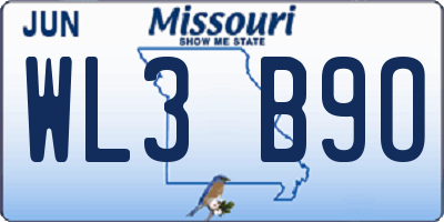 MO license plate WL3B9O
