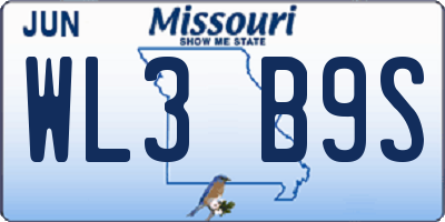 MO license plate WL3B9S