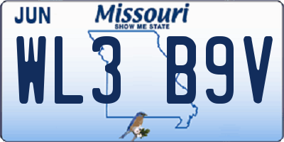 MO license plate WL3B9V