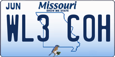 MO license plate WL3C0H