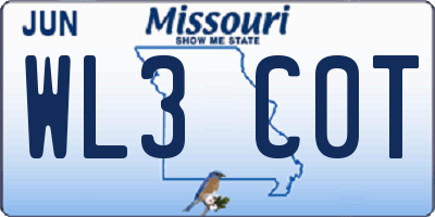 MO license plate WL3C0T