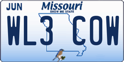 MO license plate WL3C0W