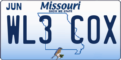 MO license plate WL3C0X