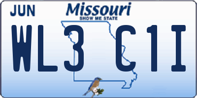 MO license plate WL3C1I