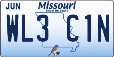 MO license plate WL3C1N