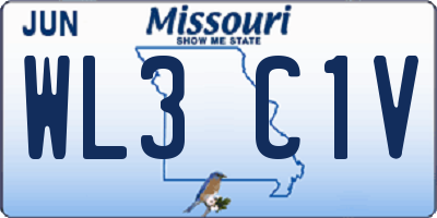 MO license plate WL3C1V