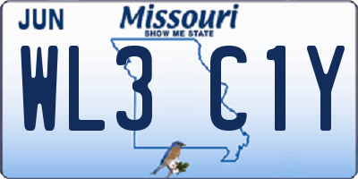 MO license plate WL3C1Y