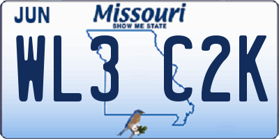 MO license plate WL3C2K