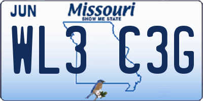 MO license plate WL3C3G
