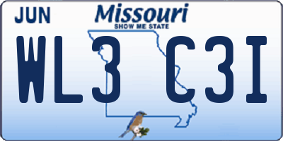 MO license plate WL3C3I