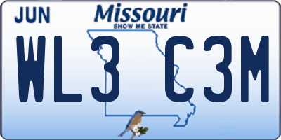 MO license plate WL3C3M
