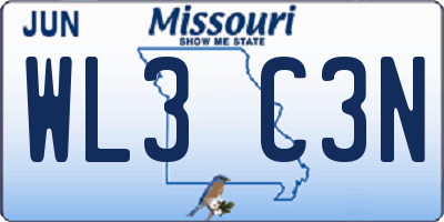 MO license plate WL3C3N